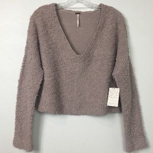 Free people lavender popcorn crop sweater